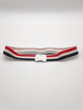 Vintage-style Elastic Stretch Belt - Red, Navy & White
